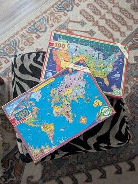 Eeboo World Map & US Map Bundle 100 Pcs